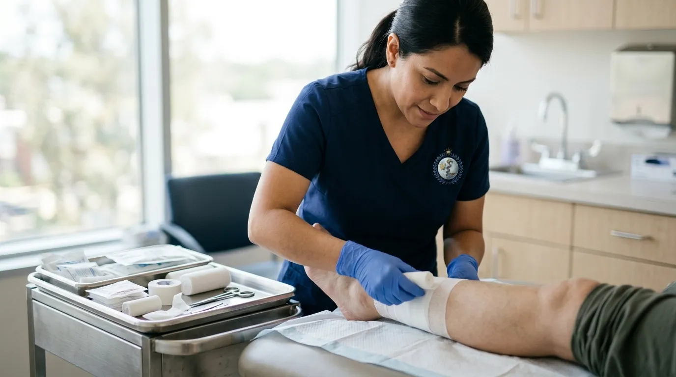 Profesional de la salud realizando una curación avanzada