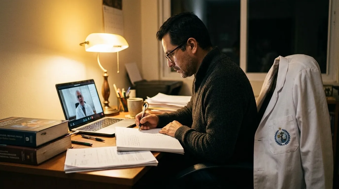 Profesional estudiando un máster en línea desde su computador